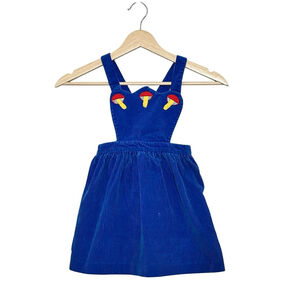 Vintage Mushroom Corduroy blue pinafore size 5